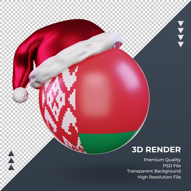 3dクリスマスサンタクロースキャップベラルーシの国旗レンダリング正面図