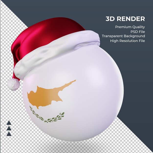 3dクリスマスサンタクロースキャップキプロスの旗レンダリング右ビュー