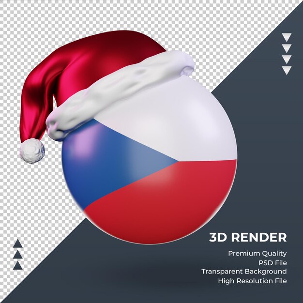 3d natale babbo natale berretto repubblica ceca bandiera rendering vista frontale