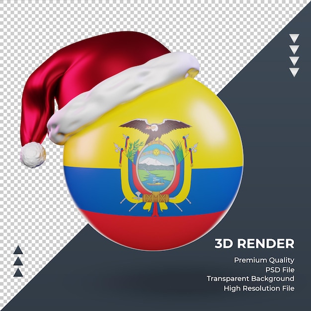 PSD 3d natale santa claus cap ecuador bandiera rendering vista frontale