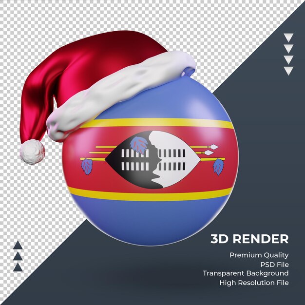 PSD 3d natale babbo natale berretto eswatini bandiera rendering vista frontale