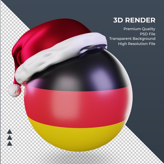 3dクリスマスサンタクロースキャップドイツ国旗レンダリング右ビュー