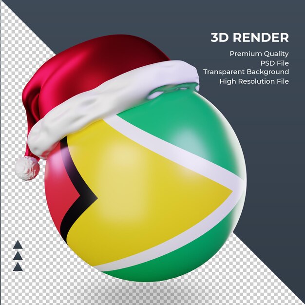 3d christmas santa claus cap guyana flag rendering right view