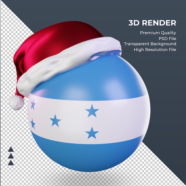 PSD 3d natale babbo natale berretto bandiera dell'honduras rendering vista a destra