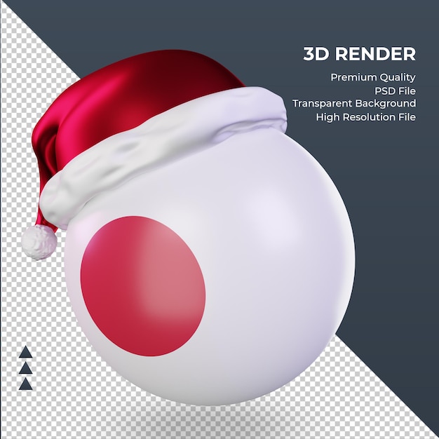 PSD 3d christmas santa claus cap japan flag rendering right view