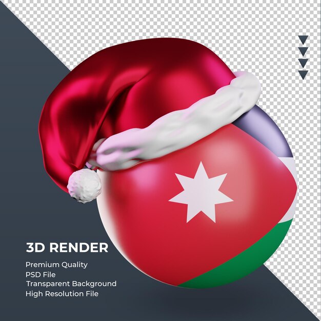 3d natale babbo natale berretto giordania bandiera rendering vista a sinistra