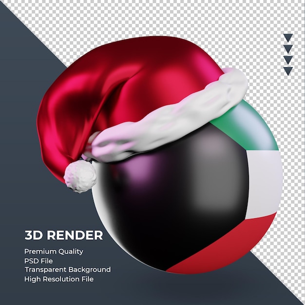 3d natale babbo natale berretto kuwaitiano bandiera rendering vista a sinistra