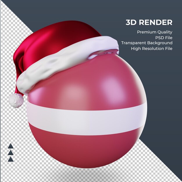 3dクリスマスサンタクロースキャップラトビアの旗レンダリング右ビュー