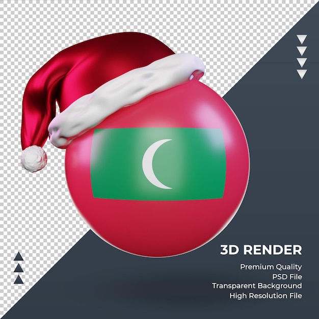 3dクリスマスサンタクロースキャップモルディブの国旗レンダリング正面図