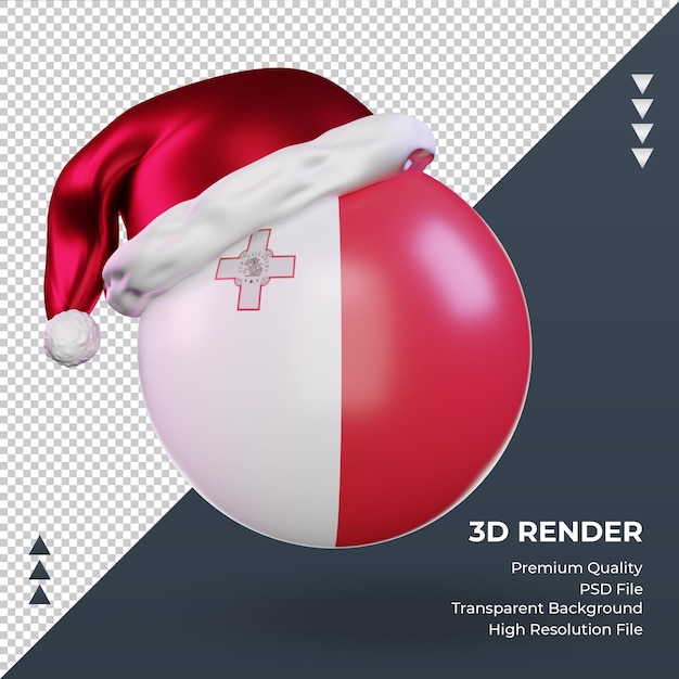 3d natale babbo natale berretto bandiera malta rendering vista frontale