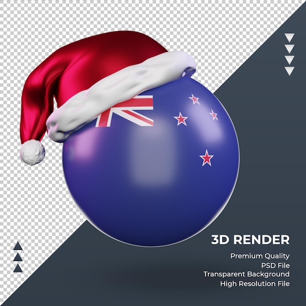 3d christmas santa claus cap New Zealand flag rendering front view