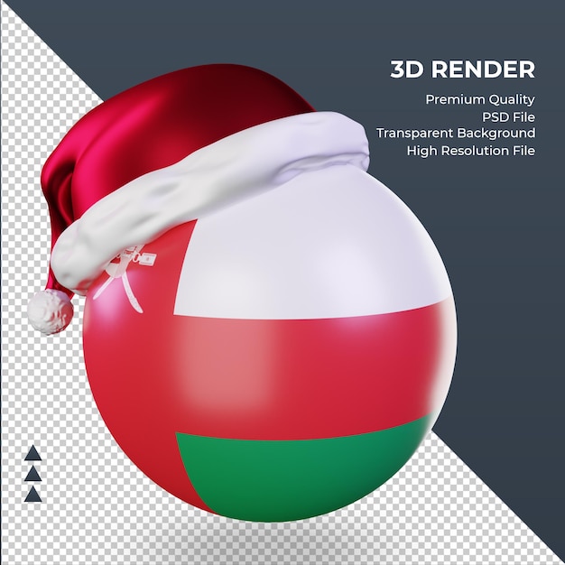 3dクリスマスサンタクロースキャップオマーンの国旗レンダリング右ビュー