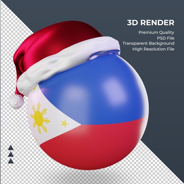 PSD 3d natale santa claus cap filippine bandiera rendering vista a destra