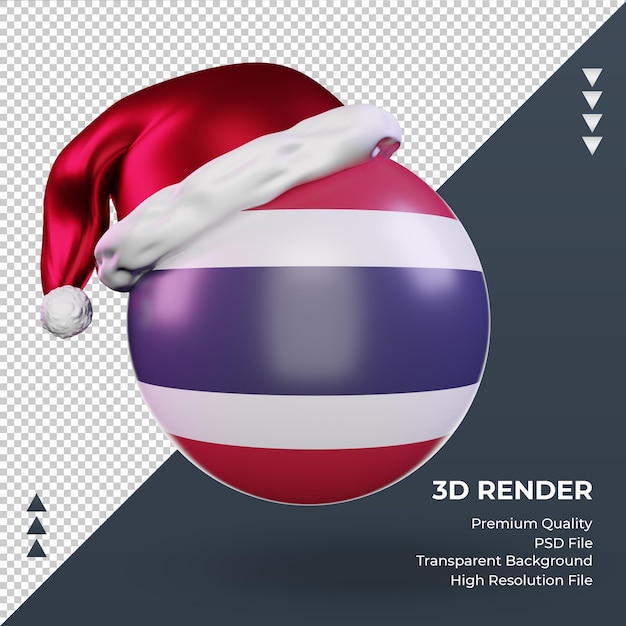 PSD 3d christmas santa claus cap thailand flag rendering front view