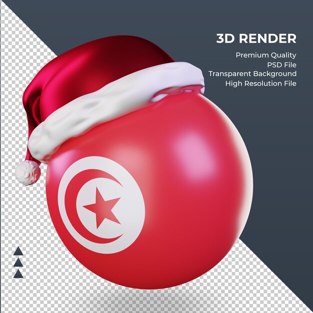 PSD 3d natale babbo natale berretto tunisia bandiera rendering vista a destra