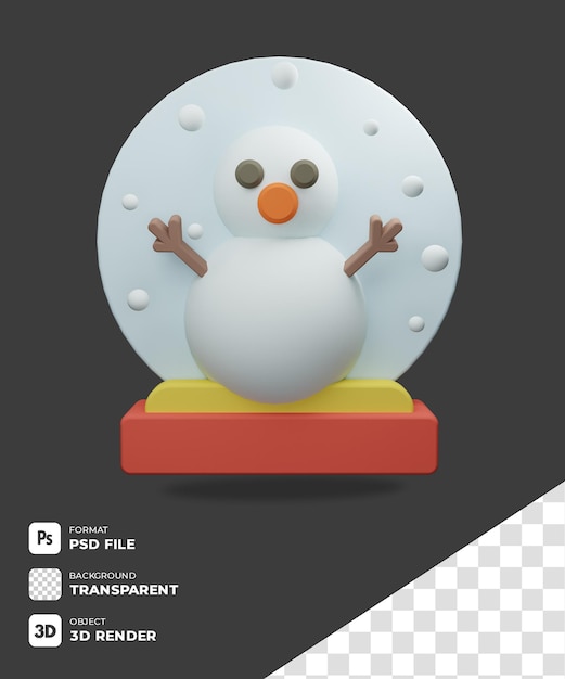 PSD 3d christmas snow ball globe icon with transparent background