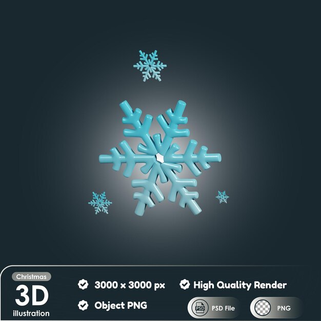 PSD fiocco di neve di natale 3d