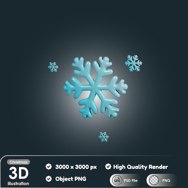 PSD fiocco di neve di natale 3d