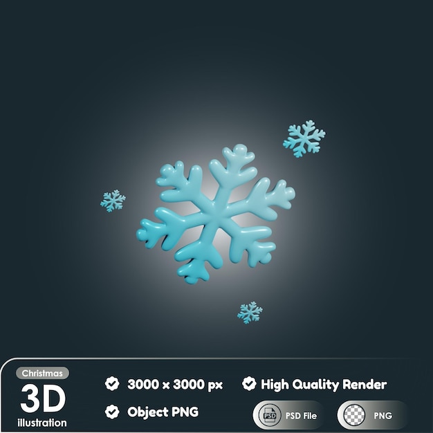 PSD fiocco di neve di natale 3d