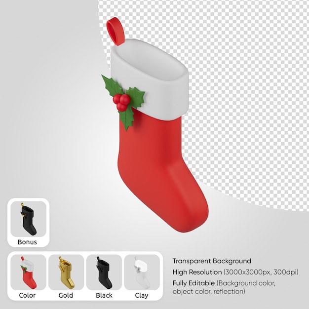 PSD 3d christmas sock