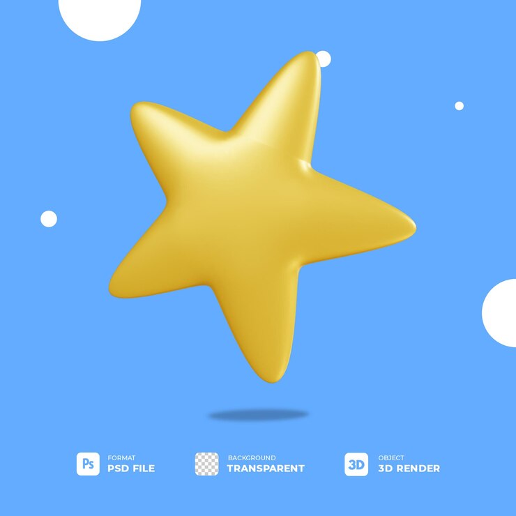 3d christmas star with transparent background