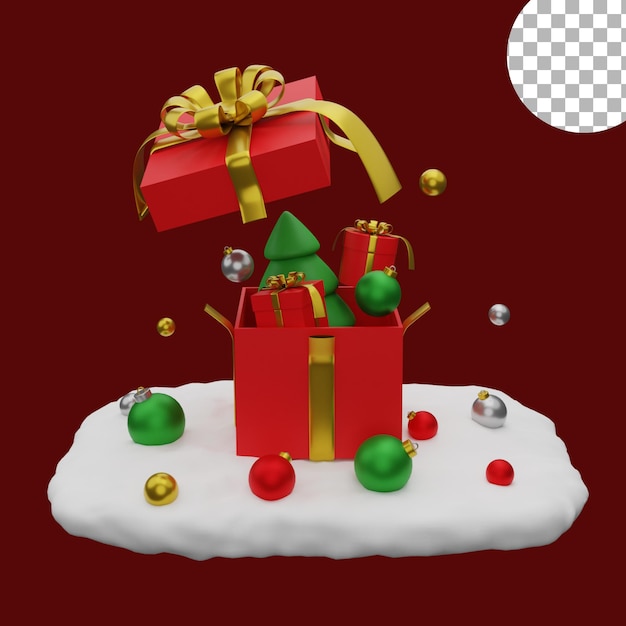 3d albero di natale palle neve illustrazione confezione regalo icona oggetti beni di alta qualità