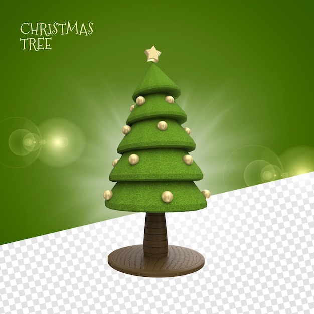 PSD 3d christmas tree for premium psd composition