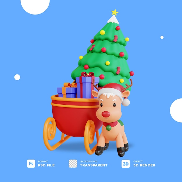 PSD 3d christmas tree and reindeer