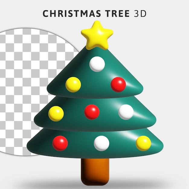 PSD 透明な背景につまらないボールと 3 d のクリスマス ツリー