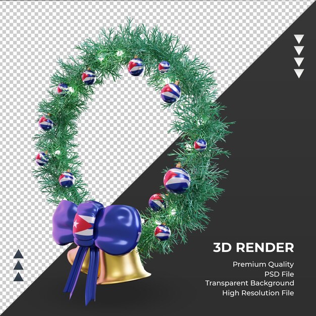 3d christmas wreath cuba flag rendering right view