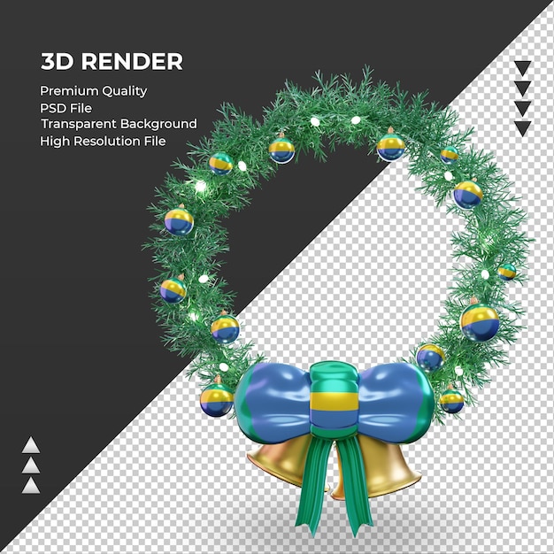 3d natale ghirlanda bandiera del gabon rendering vista frontale