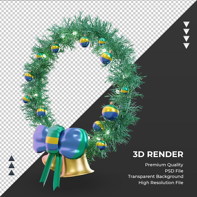 PSD 3d christmas wreath gabon flag rendering right view