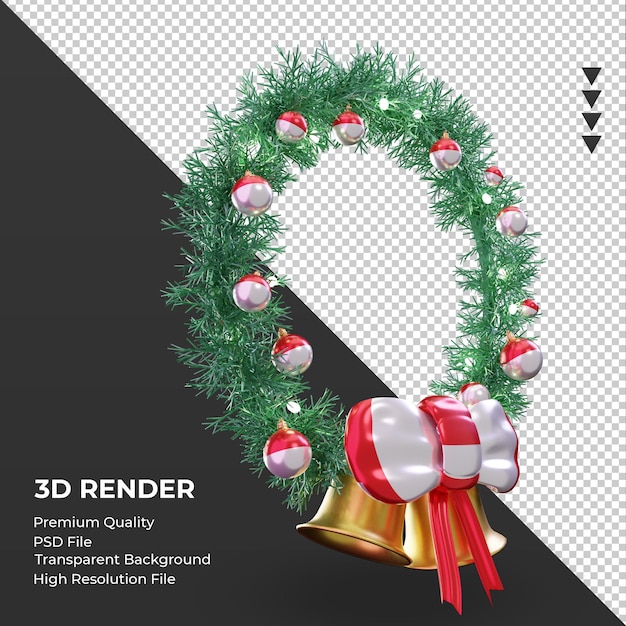 3d natale ghirlanda bandiera indonesia rendering vista a sinistra