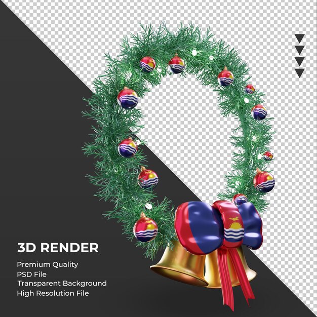 3d christmas wreath kiribati flag rendering left view