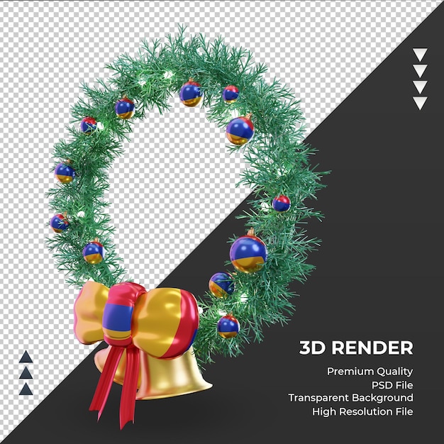 PSD 3d christmas wreath mauritania flag rendering right view