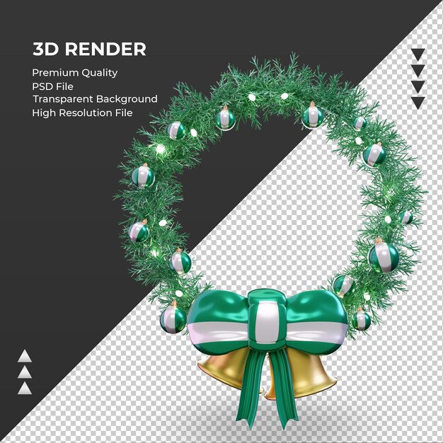 3d christmas wreath nigeria flag rendering front view