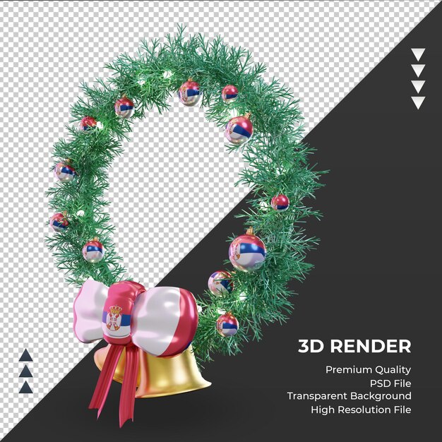 3d christmas wreath serbia flag rendering right view