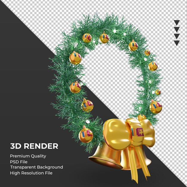 3d christmas wreath sri lanka flag rendering left view