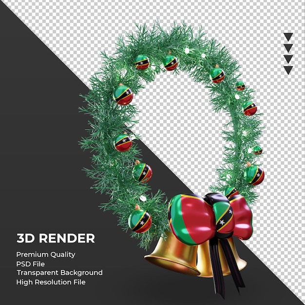 PSD 3dクリスマスリースセントクリストファーネイビスフラグレンダリング左側面図