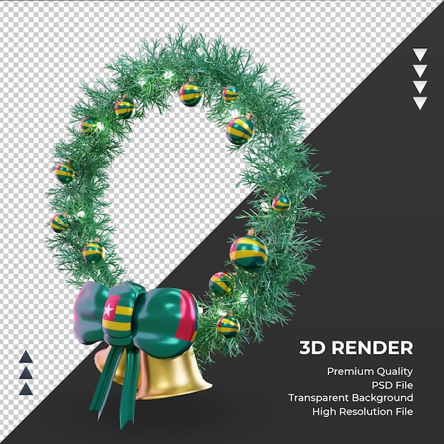 3d christmas wreath togo flag rendering right view