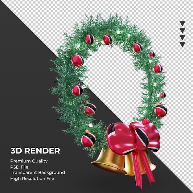 3dクリスマスリーストリニダード・トバゴの旗のレンダリング左側面図