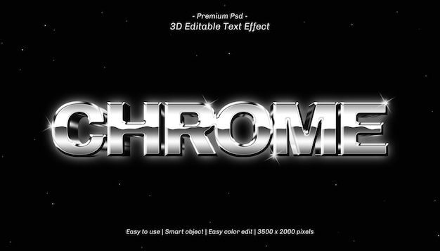 PSD 3d chrome editable text effect
