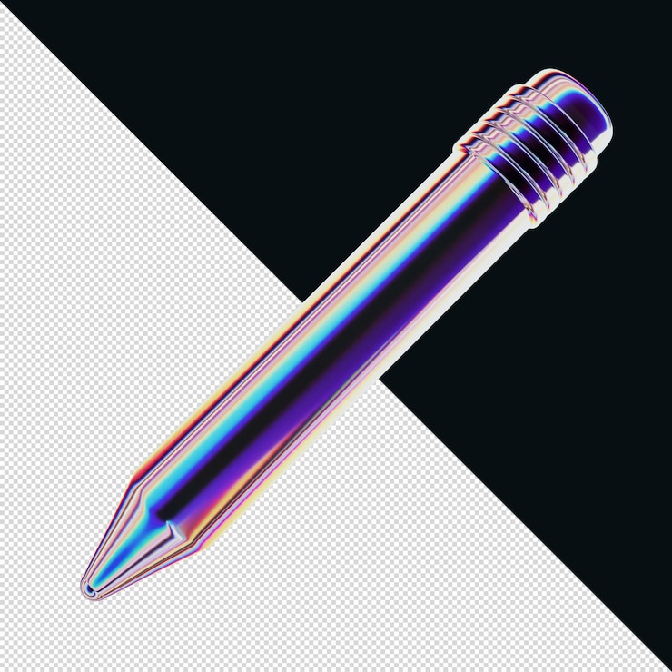 PSD 3d chrome effect office school pencil
