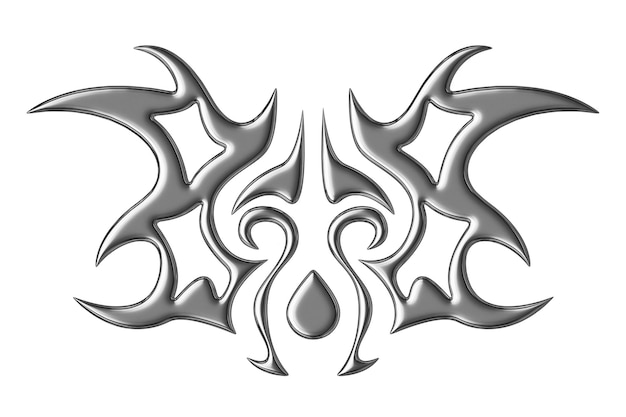 PSD figura in metallo liquido cromato 3d y2k neo icona tribale illustrazione di rendering 3d su sfondo isolato