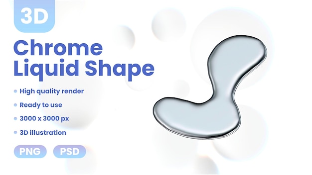 3d chrome liquid shape