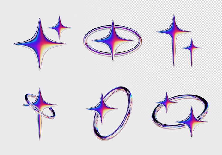 PSD 3d クローム メタリック フォーム コレクション セット y2k