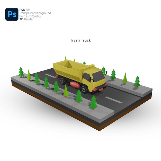 PSD 3d ciężarówka do transportu śmieci i materiałów kamiennych 2