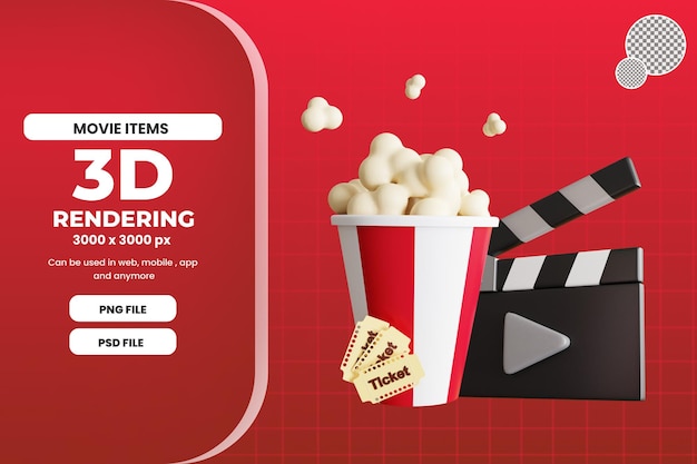 3d cinema movie illustration isolated premium psd