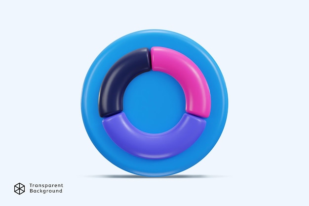 PSD diagramma circolare 3d diagramma a torta sulla presentazione delle relazioni finanziarie aziendali statistiche icona della relazione dei dati