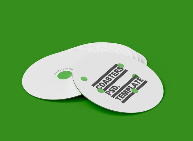 PSD 3d circular coasters mockup